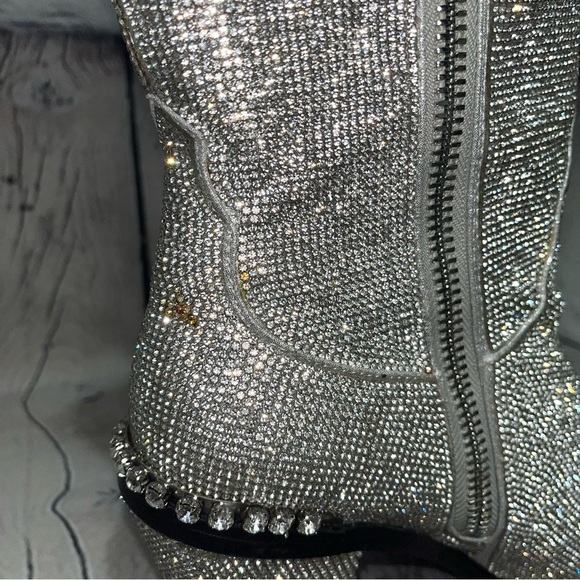 Club Exx Dolls Kill Icy Sheriff Shine Rhinestone Embellished Cowboy Boots - Picture 15 of 17